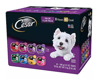 Cesar Canine Cuisine Wet Dog Food;  8 Flavor Variety Pack Classic Loaf in Sauce (3.5 oz.;  40 ct.)